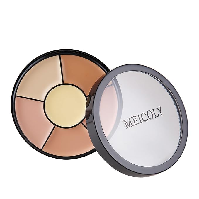 MEICOLY 6 Shades High Coverage Concealer,Tattoo Cover Palette,Cover Bruises, Tattoos, Age Spots, Vitiligo, Birthmarks,with 8 pcs White Makeup Sponges-Velvo Beauty