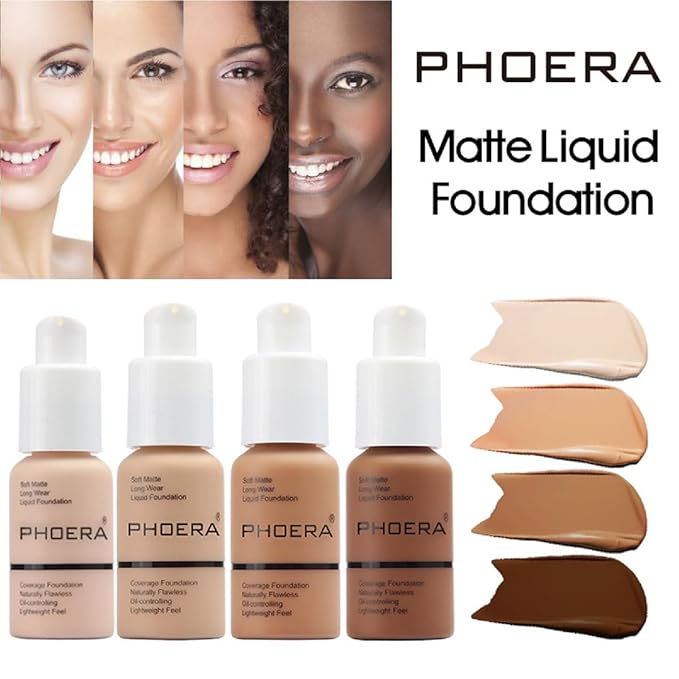 2 Pack PHOERA Foundation,Matte Oil Control Concealer Foundation Cream,PHOERA Long Lasting Waterproof Matte Liquid Foundation for Women Girls (104 Buff Beige+105 Sand)-Velvo Beauty