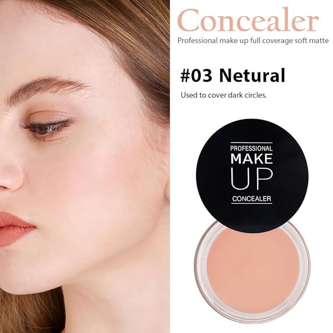 Kaely Pot Concealer Full Coverage Set,under Eye Brightener Concealer for Conceals Dark Circles,Waterproof Foundation Face Makeup Brush Kit,Color Correcting Concealer,Eye Ring corrector de ojeras 03-Velvo Beauty