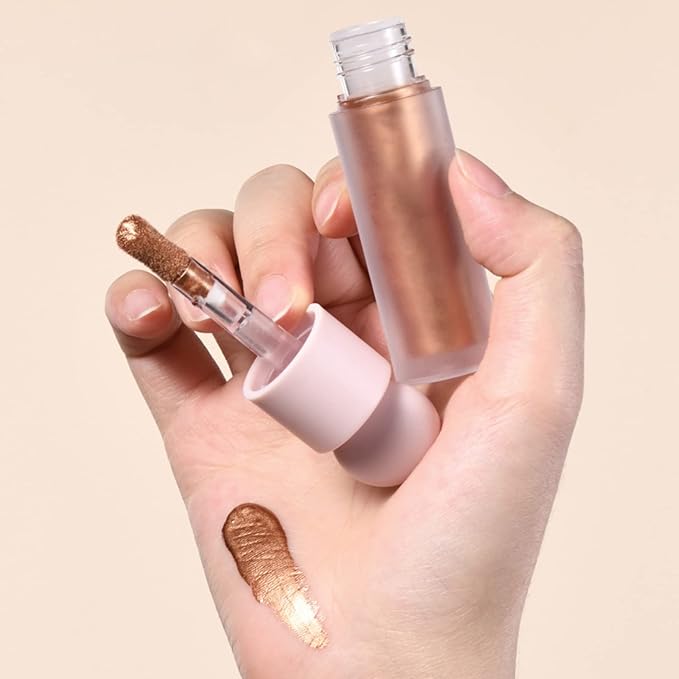 Liquid Highlighter Natural Glow For Face & Body, Waterproof Moisturizing Light Liquid Luminizer For Long Lasting Shimmer, Contour Highlighter Stick Easy to Apply with Cushion Applicator (#4 Candlelight)-Velvo Beauty
