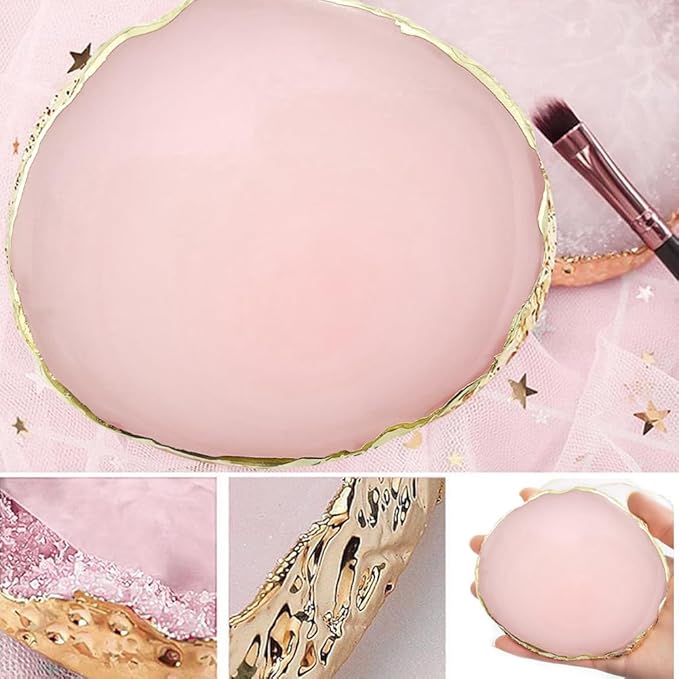 2 Pack Nail Art Palette Makeup Foundation Mixing Palette Holder Golden Edge Professional Cosmetic Nail Art Tools for Women and Girls Nail Polish Liquid Lipstick Concealer-Velvo Beauty