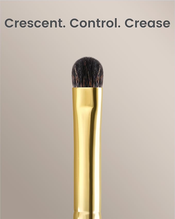 Desert Oak Series Blend-Sculpt Eyeshadow Brush - Contoured Crescent Head for Crease Work, Hypoallergenic Squirrel & Goat Hair Blend, Bubinga Bubinga Handle (CM 174)-Velvo Beauty