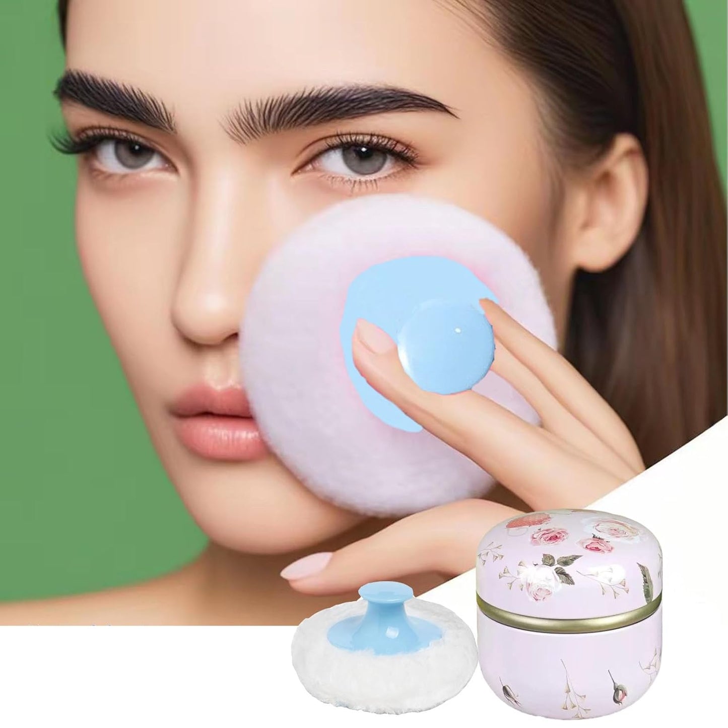 Body Powder Puff and Container, 3.35" Portable Dusting Powder Container with Soft Puff Loose Powder Case Box Jar with Lids for Baby Women Home and Travel Use-Velvo Beauty