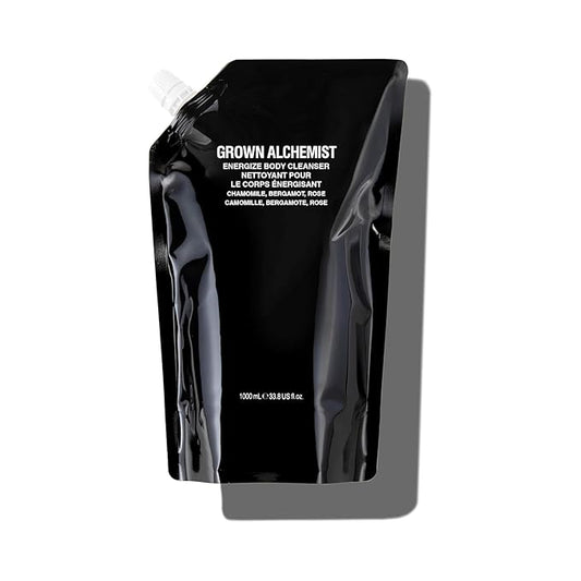 Grown Alchemist Energize Body Cleanser Refill Pouch. Chamomile, Bergamot & Rose Body Cleanser. Gentle Body Wash. Hydrates & Cleanses Skin, (1L).-Velvo Beauty