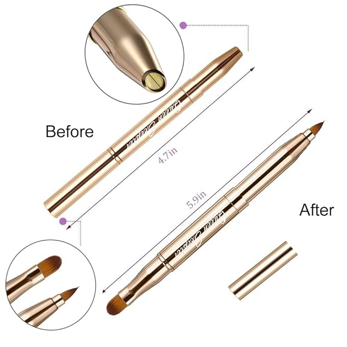 Retractable Dual End Lip Brush Concealer Brush with Cap, Lipstick Eyeshadow Foundation Makeup Brushes Gold, Black, Purple-Velvo Beauty