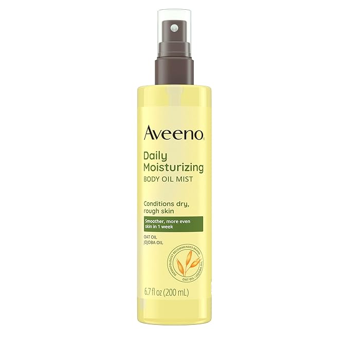 Aveeno Daily Moisturizing Body Oil, Body Mist for Dry Skin with Oat Oil and Jojoba Oil, Nourishing Body Spray with a Hypoallergenic Formula, 6.7 FL OZ-Velvo Beauty