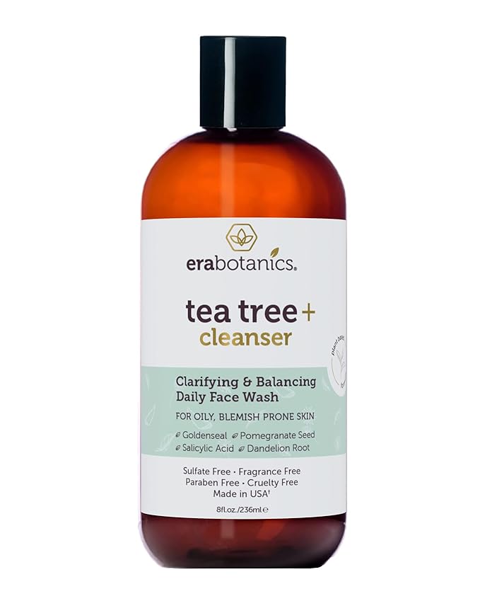 Era Organics Purifying Tea Tree Oil Face Wash - Balancing Cleanser for Oily, Blemish-Prone Skin with Salicylic Acid - Sulfate-Free, Fragrance Free, Made in USA-Velvo Beauty