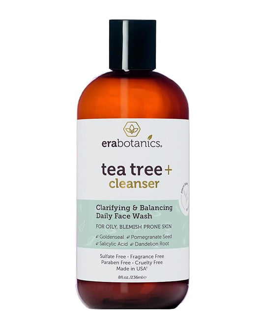 Era Organics Purifying Tea Tree Oil Face Wash - Balancing Cleanser for Oily, Blemish-Prone Skin with Salicylic Acid - Sulfate-Free, Fragrance Free, Made in USA-Velvo Beauty