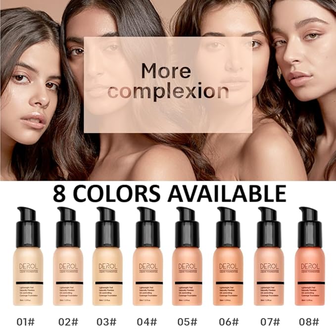 Foundation Full Coverage Liquid Foundation Cream - Lightweight Concealer - Suitable for All Skin Types (ivory white 02)-Velvo Beauty