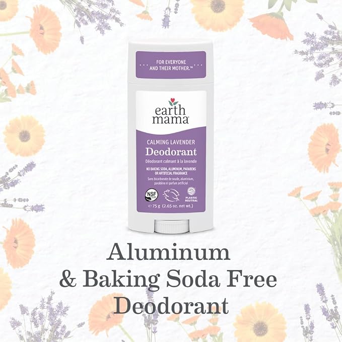 Earth Mama Calming Lavender Deodorant | Safe for Sensitive Skin, Pregnancy and Breastfeeding, Contains Organic Lavender, Calendula and Coconut Oil, No Baking Soda or Aluminum, 2.65-Ounce-Velvo Beauty