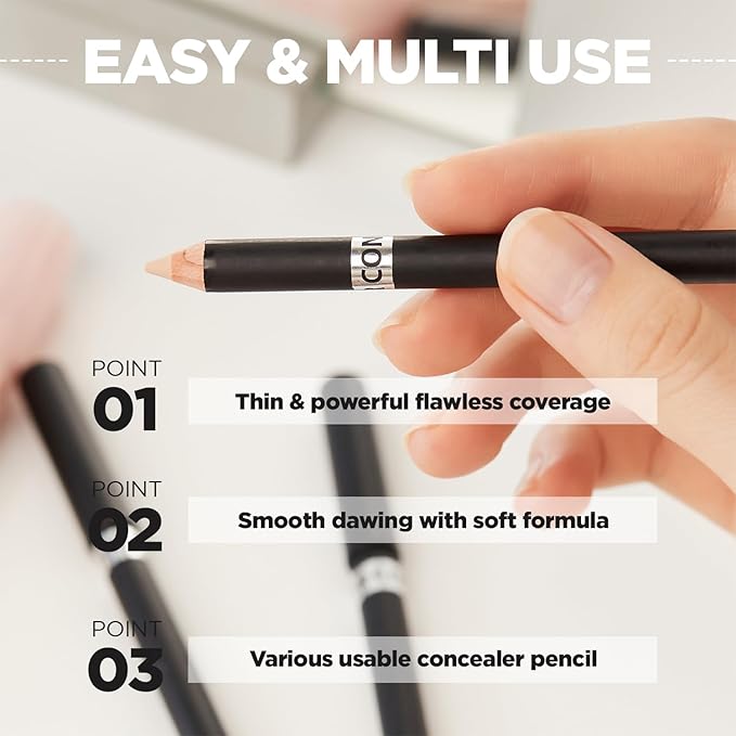 THESAEM Cover Perfection Concealer Pencil – Non Comedogenic spot Eraser - Conceal Blemish,Aging Spot,Acne&Freckle – Multi-Use Under Eye Concealer for Dark Circle,1.4g (0.5 Ice Beige)-Velvo Beauty