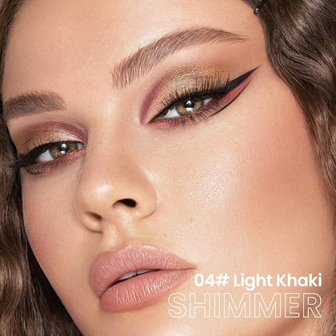 evpct Light Khaki Shimmer Cream Eye Shadow Brightener Sticks Set for Eyes, Khaki Shimmery Matte Pencil Eye shadow Applicator Stick Pen Palette Makeup Waterproof sombras en crema para ojos 04#-Velvo Beauty