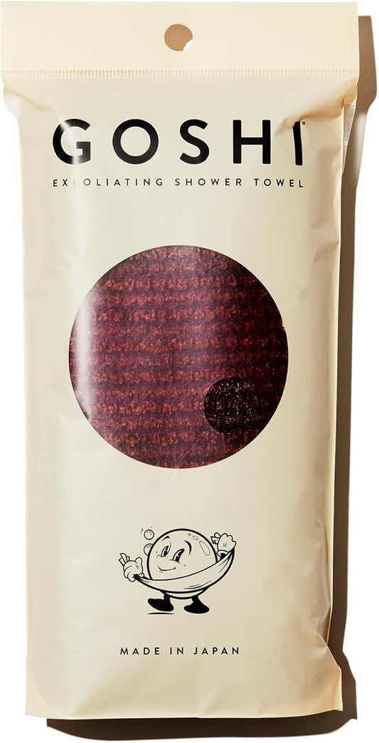 GOSHI Exfoliating Shower Towel - Rip-Resistant Exfoliating Washcloth for All Skin Types - Brick Red - Made in Japan-Velvo Beauty