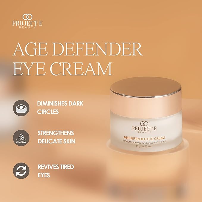 Project E Beauty Age Defender Eye Cream Brightens & Smooths Under Eyes | Reduce Puffiness, Lines & Dark Circles | Anti-Aging & Hydrating | Wrinkle Smoothing Eye Cream Treatment | 15g-Velvo Beauty