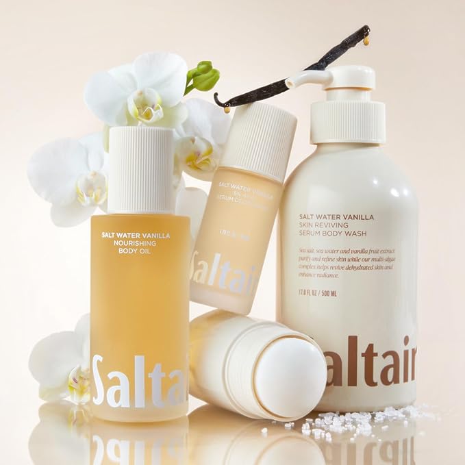 Saltair Body Oil. Luxurious Salt Water Vanilla After Shower and Bath Oil Moisturizer for Women and Men. Botanical, Non-Greasy, and Well-Absorbing Lotion for Hydrating Dry Skin. 4oz Pump Bottle-Velvo Beauty