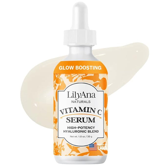 LilyAna Naturals Vitamin C Serum for Face with Hyaluronic Acid and Vitamin E, Anti Aging Serum, Reduces Age Spots and Sun Damage, Promotes Collagen and Elastin (1oz)-Velvo Beauty