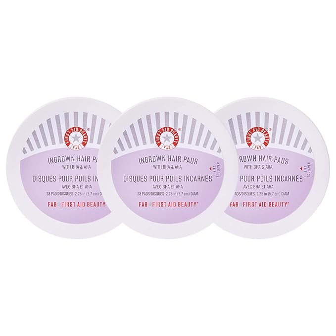 First Aid Beauty - Ingrown Hair Pads with BHA + AHA - Aftershave Treatment Pads Help Men & Women Prevent Razor Bumps, Exfoliate Underarms & Bikini Area, Compostable for Daily Use - 3ct, 84 Pads Total-Velvo Beauty