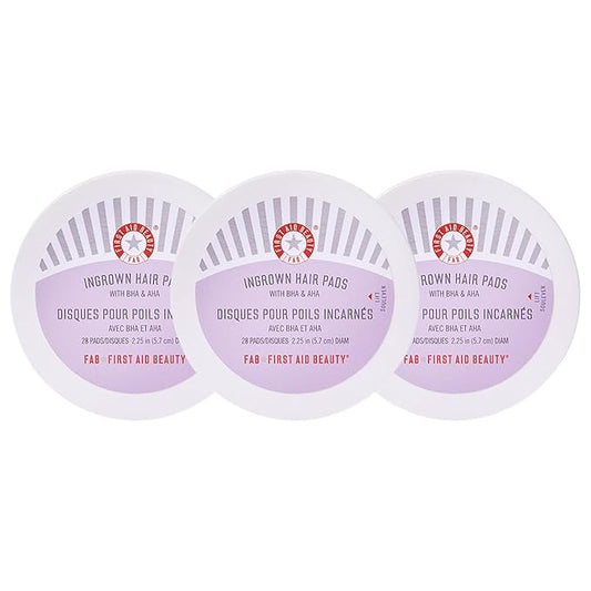 First Aid Beauty - Ingrown Hair Pads with BHA + AHA - Aftershave Treatment Pads Help Men & Women Prevent Razor Bumps, Exfoliate Underarms & Bikini Area, Compostable for Daily Use - 3ct, 84 Pads Total-Velvo Beauty