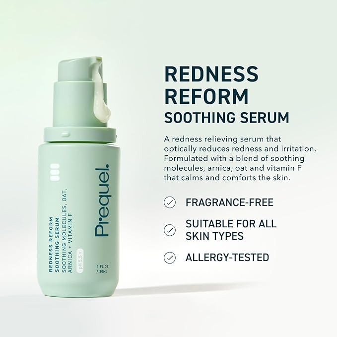 Skin Redness Reform, Calming Serum for Face. Advanced Clinical Optical Corrector for Redness and Discomfort. Soothing Face Serum with Oat Extract for Sensitive Skin. 1oz Pump-Velvo Beauty