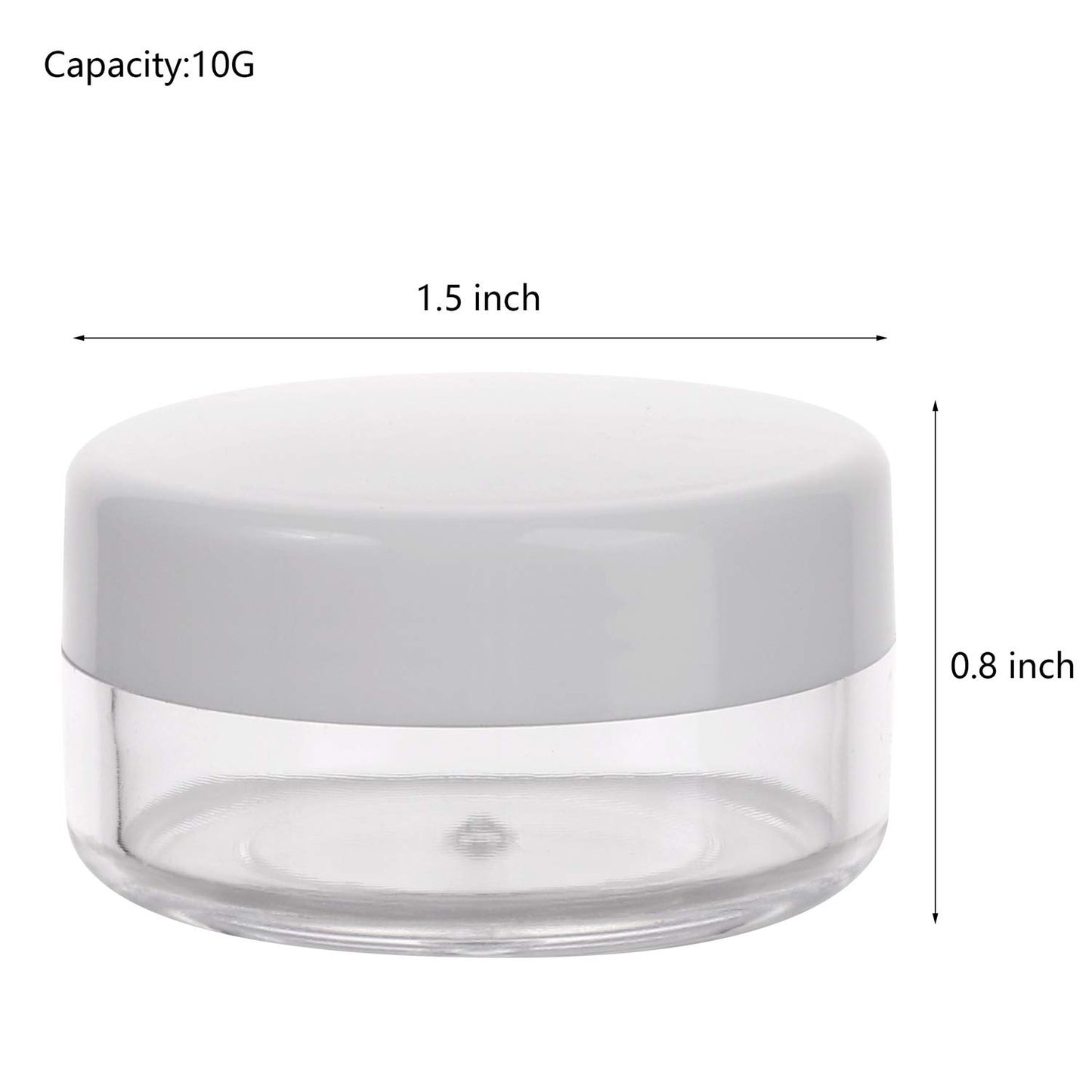 100 Count Mini Makeup Sample Containers with Lids 10g Plastic Cosmetic Containers Refillable Traveling Jars for Skin Care Products - White-Velvo Beauty