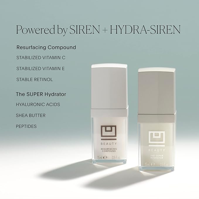 The U Beauty Duo - Resurfacing Compound & SUPER Hydrator Set - Vitamin C & E, Retinol, Hyaluronic Acid - Moisturizing Face Serum Duo for Smooth, Hydrated and Softer Skin, Set of 2 1.7 fl oz-Velvo Beauty