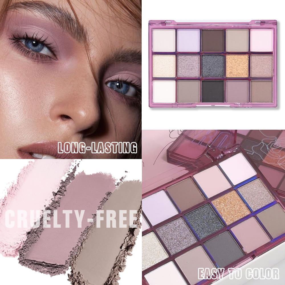 Smokey Eye Shadow Makeup Palette,15 Colors Nude Taupe Dark Shimmer Matte Makeup Pallet,Long Lasting Waterproof for Daily and Halloween,Vegan,Cruelty -free-Velvo Beauty
