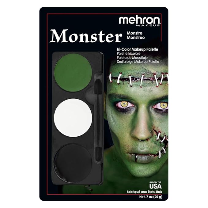 Mehron Makeup Tri-Color Character Makeup Palette | Halloween, Special Effects and Theater Cream Makeup FX Palette | Face Paint Makeup .7 oz (20 g) (Monster)-Velvo Beauty