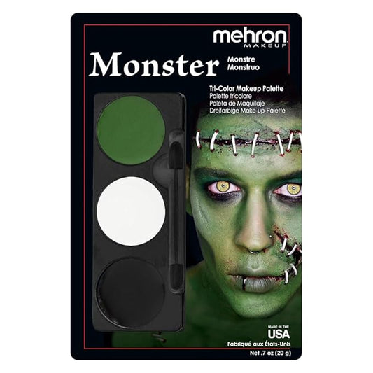 Mehron Makeup Tri-Color Character Makeup Palette | Halloween, Special Effects and Theater Cream Makeup FX Palette | Face Paint Makeup .7 oz (20 g) (Monster)-Velvo Beauty