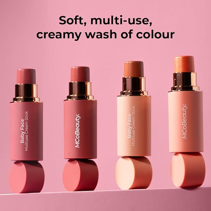MCoBeauty Baby Face Multi-Use Cream Stick, Chouchou Nude Peach Shade, Silky Smooth, Buildable Blush for Eyes, Lips & Cheeks, Vegan, Cruelty Free Cosmetics-Velvo Beauty