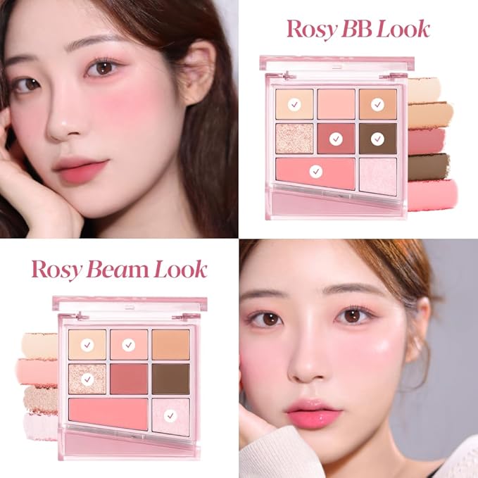 Espoir Real Eye Palette All New #3 Rosy BB 0.2 oz | Multi-Use Long-Lasting Blendable 8 Colors Natural Glitter Soft veil matte Makeup Eyeshadow Palette for Various Makeup Looks | Korean Makeup-Velvo Beauty