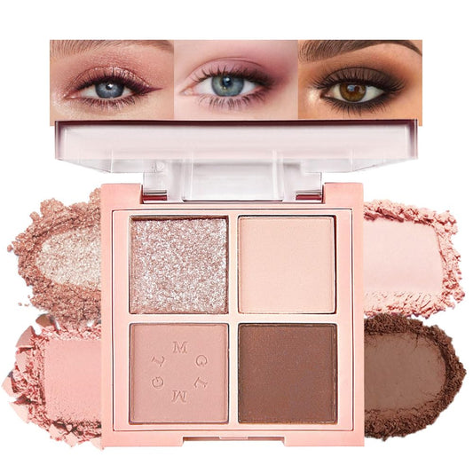 4Colors Eyeshadow Makeup Palette,Nude Gold Brown Natural Neutral Powde Eye Shadow Palette for Older Women,Long Lasting Naturing-Looking,Lightweight,Waterproof,Eye Makeup Kit Travel Size-Velvo Beauty