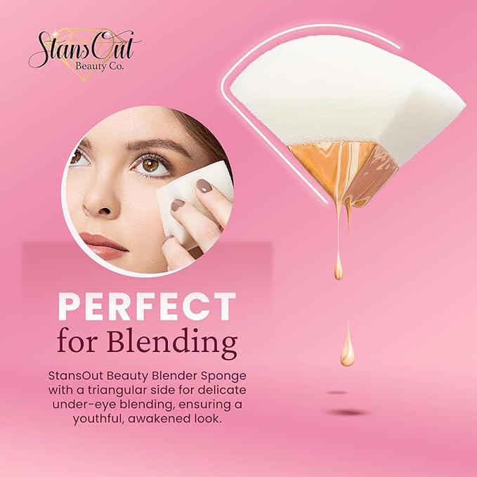 StansOut Beauty Sponge 4-Pack – Streak-Free, Airbrushed Finish | Reusable, Quick-Drying, Latex-Free | Multi-Angle Blending Sponge for Cream, Liquid & Powder | Pro Makeup Applicator-Velvo Beauty