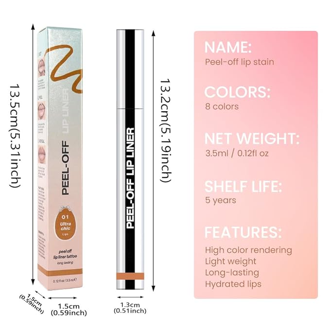 Matte Liquid Lip Stain Peel Off Lip Liner Tattoo -Warm Camel, Waterproof Smudge-Proof Lip Gloss, Long-Lasting Non-Stick Cup Formula, Natural Peel Off Design for All Skin Types #01-Velvo Beauty