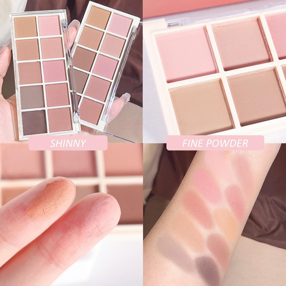 Ten Color Pink Brown Series Matte Eyeshadow Makeup Palette, High-Pigment Eye Shadow, Smooth & Blendable, Everyday Velvety Matte Finish Eye Makeup Looks Box, Vegan & Cruelty-Free, 0.35 Oz 04#-Velvo Beauty