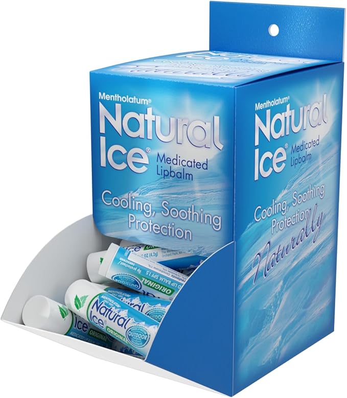 Mentholatum Natural Ice Lip Balm Original SPF 15 1 Each ( Packs of 48), 0.16 Ounce (Pack of 48)-Velvo Beauty