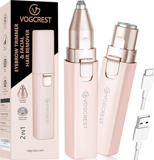 Painless Rechargeable Eyebrow Hair Trimmer: A 2-in-1 Eyebrow Trimmer for women for shaping eyebrows and gently removing unwanted hair from the face chin neck upper lip including peach fuzz-Velvo Beauty