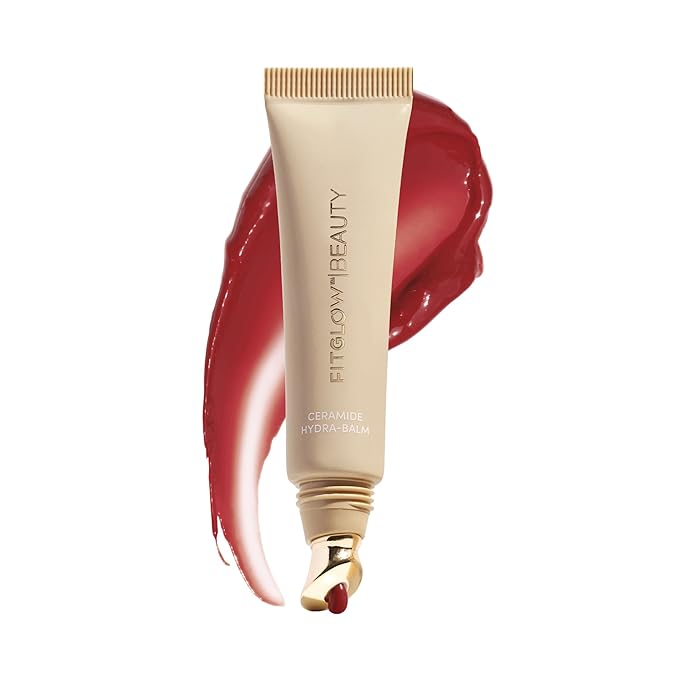 Fitglow Beauty Ceramide Hydra-Balm Lip Gloss | Hydrating Lip Serum with Peptides & Glutathione | Plumping & Anti-Aging Lip Skincare | Dry & Chapped Lip Repair | Vegan & Cruelty-Free | 12g - Pinot-Velvo Beauty