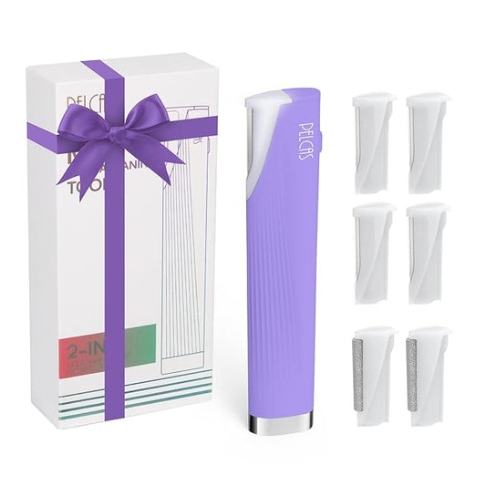PELCAS Electric Dermaplaning Tool for Women Face with LED Light 3 Speeds Mini Dermaplaning Razor with 6 Blades, 2 in 1 Facial Peach Fuzz Hair & Exfoliation Removal System At Home BV18-712 Light Purple-Velvo Beauty