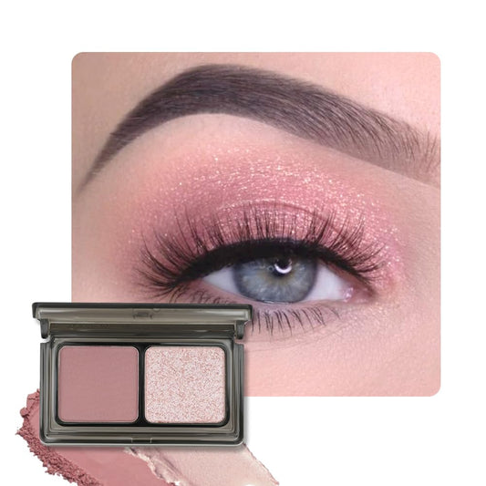 Mauve Champagne Two Color Matte Shimmer Glitter Eyeshadow Palette,Eye Shadow Powder Professional Long-Lasting Waterproof Makeup Palette,Easy-To-Apply and Compact for Travel,Vegan & Cruelty-Free-Velvo Beauty