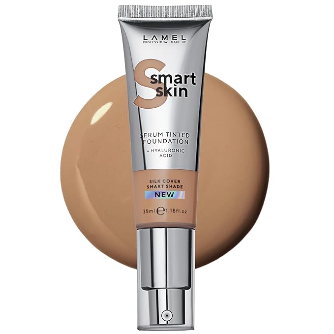 LAMEL Smartskin Serum Tinted Foundation - Hydrating & Nourishing - Hypoallergenic & Skin-Caring - Color Correcting - Anti-Aging Formula with Hyaluronic Acid, 407-1,18 fl.oz-Velvo Beauty