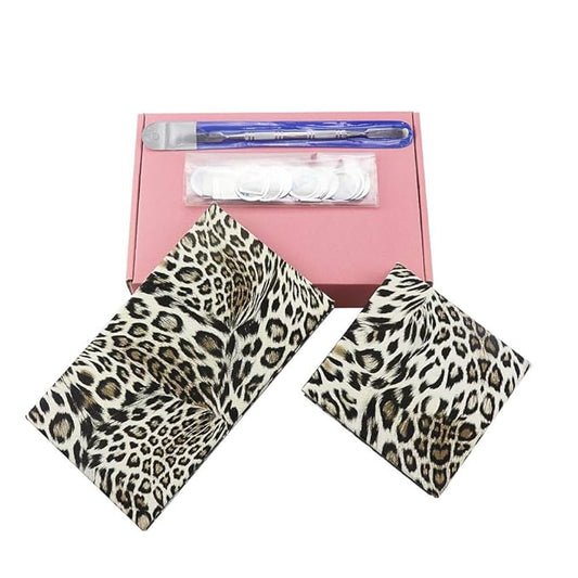 Leopard Empty Makeup Magnetic Palette with Spatula and Metal Stickers 2pcs Palettes Set 18 Colors and 9 Colors Empty Magnetic Makeup Palette (Leopard Grain)-Velvo Beauty