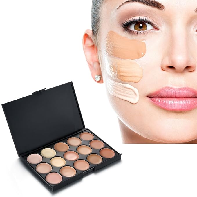 15 Colors Contour Palette Kit: Cream Concealer Palette Face Makeup Foundation Kit Contour Palette with Brush for Professional and Daily Use-Velvo Beauty