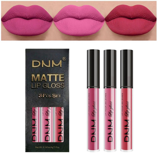 evpct 3Pcs Rose red plum Warm pink Deep cranberry Matte Liquid Lipstick Set for Women 24-hour Matte Lipstick Lip Stain Gloss Long Lasting 24 Smudge Waterproof labiales mate larga duracion 24-Velvo Beauty