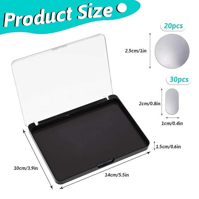 Empty Magnetic Makeup Palette Set, 1pc Magnetic Makeup Palette+ 20PCS Round Adhesive Metal Stickers + 30PCS Square Adhesive Metal Stickers for DIY Eyeshadow Blush-Velvo Beauty