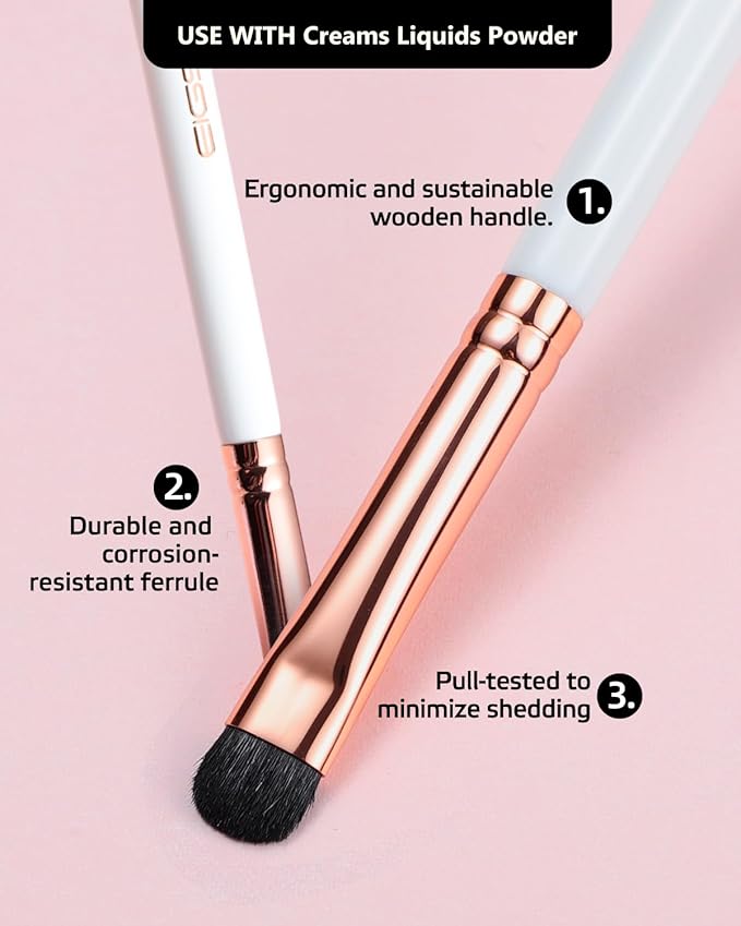 Small Smudge Brush, Professional Eyeshadow Brush for Smudging, Blending, Filling in, Premium Synthetic Bristles Tapered Eye Makeup Brush - Ivory-Velvo Beauty