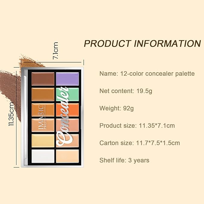 All In One Color Correcting Palette + 8 Makeup Brushes, 3D Cosmetics Cream Contour Highlighting Foundation Makeup Palette Long Lasting for Sculpt &Highlighting, Define Cheekbones-Velvo Beauty