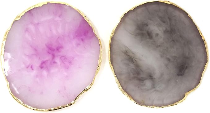 Honbay 2PCS Golden Edge Resin Nail Art Palettes Drawing Plates Manicure Display Tools for Women-Velvo Beauty