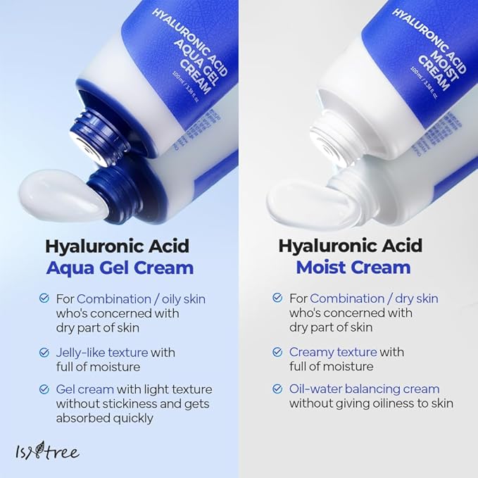 IsNtree Hyaluronic Acid Aqua Gel Cream 100ml, 3.38 fl oz | Korean Skincare | Lightweight Moisturizer | Quick-Absorbing Hydration | For Oily to Combination Skin-Velvo Beauty