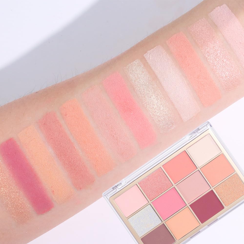 Nude Pink Eyeshadow Palette,Natural Neutral Warm Colors Cream Light Colors Eyeshadow Palette,Eye Shadow Palette Long Lasting Naturing-Looking Make Up Pallets for Women,Vegan-Velvo Beauty