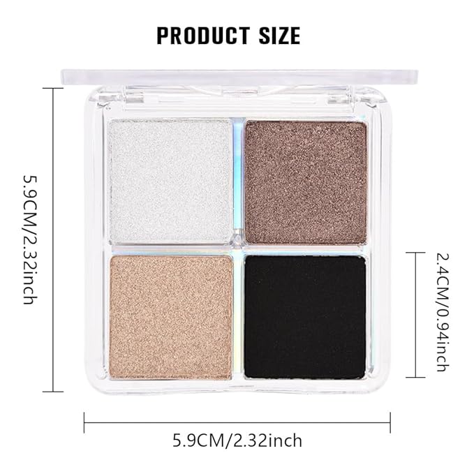 evpct Eyeshadow Quad Palette, Moonlit, Silver Taupe Broneze Gold Black Glitter Shimmer Metallic Matte High Pigment Mini Eye Shadow Palette Makeup for older Women, Smudge Proof, Vegan Cruelty-free-Velvo Beauty